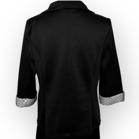 ROBERT LOUIS Vintage Blazer Black w/ White Satin Polka Dot Cuffs in SIZE MEDIUM - Picture 2 of 6